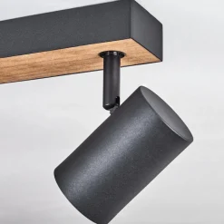 Plafonnier Javel Brun, Couleur Bois, Noir, 5 Lumieres