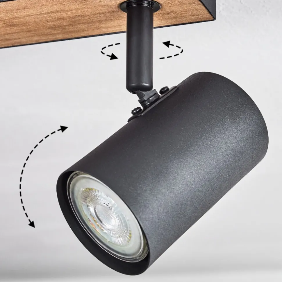 Plafonnier Javel Brun, Couleur Bois, Noir, 3 Lumieres