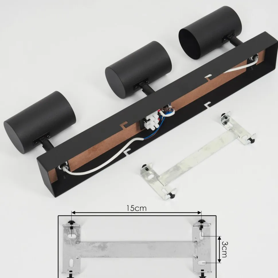 Plafonnier Javel Brun, Couleur Bois, Noir, 3 Lumieres