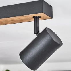 Plafonnier Javel Brun, Couleur Bois, Noir, 3 Lumieres