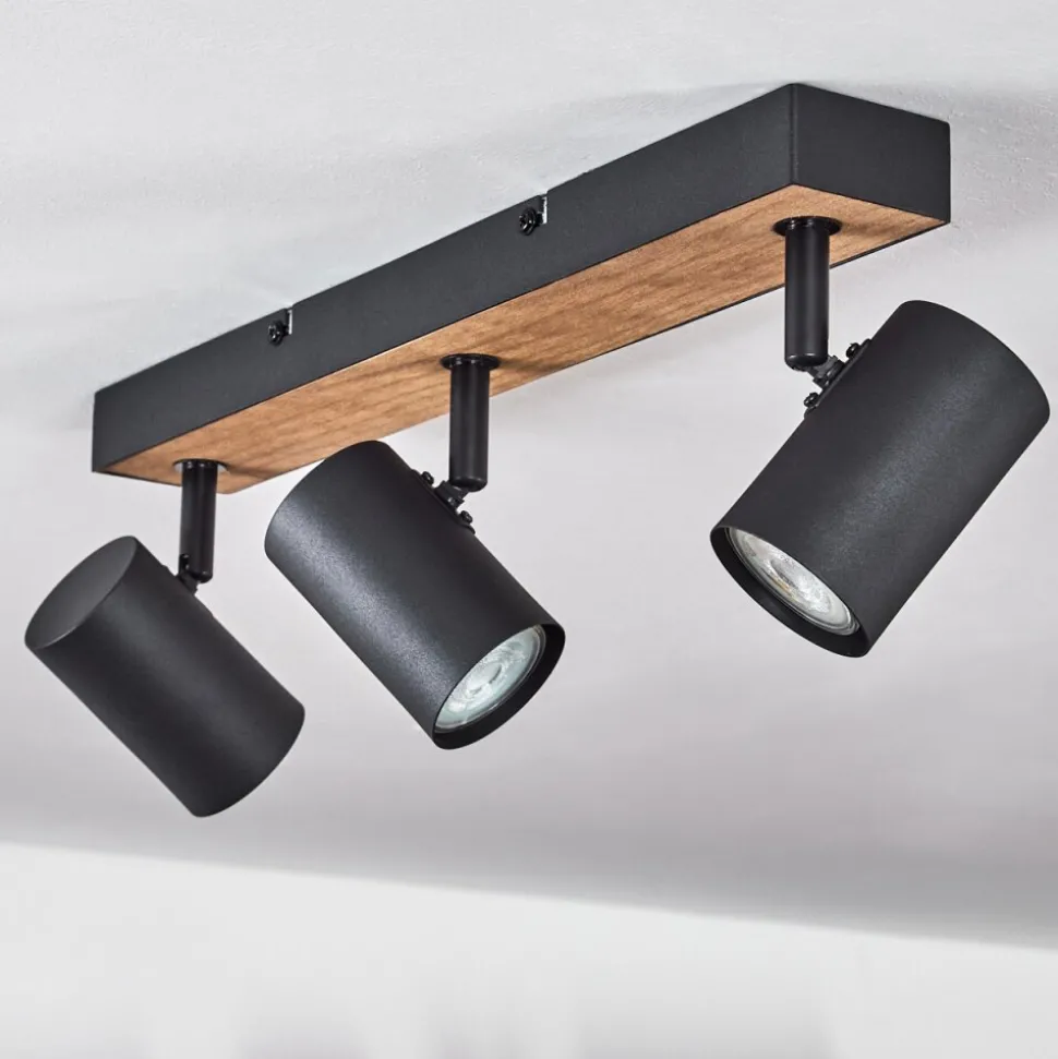 Plafonnier Javel Brun, Couleur Bois, Noir, 3 Lumieres