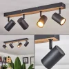 Plafonnier Javel Brun, Couleur Bois, Noir, 4 Lumieres