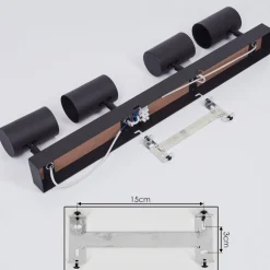 Plafonnier Javel Brun, Couleur Bois, Noir, 4 Lumieres