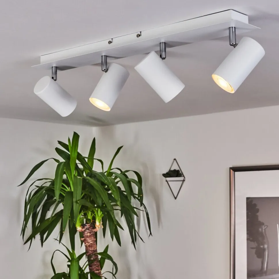 Plafonnier Javel Chrome, Blanc, 4 Lumieres