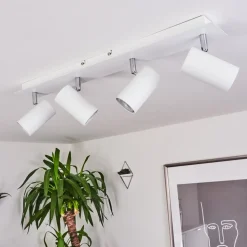 Plafonnier Javel Chrome, Blanc, 4 Lumieres
