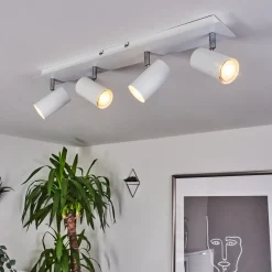 Plafonnier Javel Chrome, Blanc, 4 Lumieres