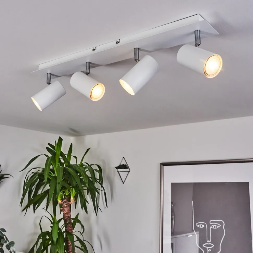 Plafonnier Javel Chrome, Blanc, 4 Lumieres