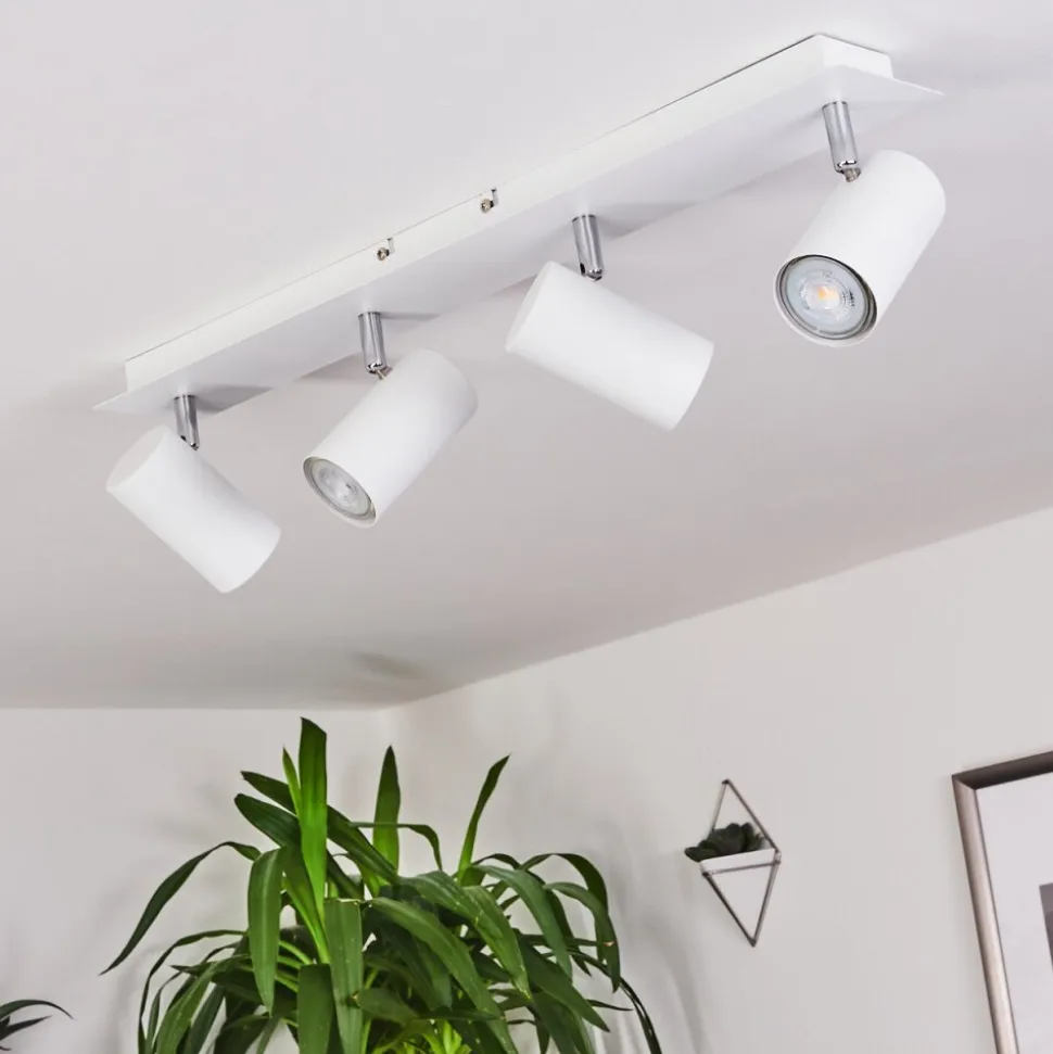 Plafonnier Javel Chrome, Blanc, 4 Lumieres