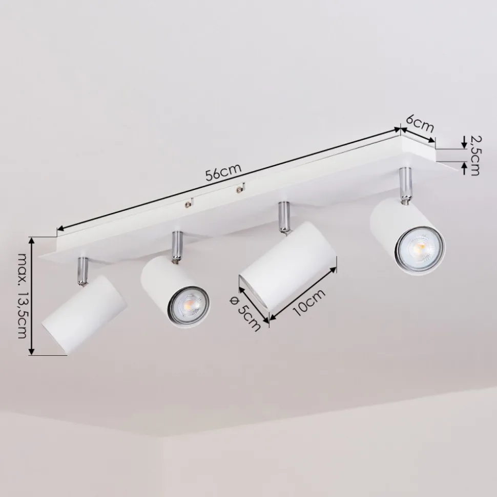 Plafonnier Javel Chrome, Blanc, 4 Lumieres