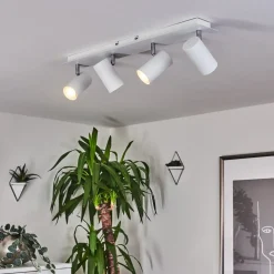 Plafonnier Javel Chrome, Blanc, 4 Lumieres