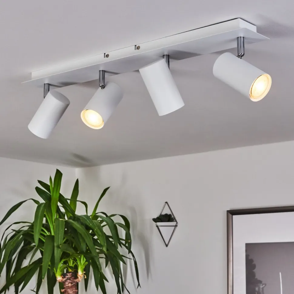 Plafonnier Javel Chrome, Blanc, 4 Lumieres