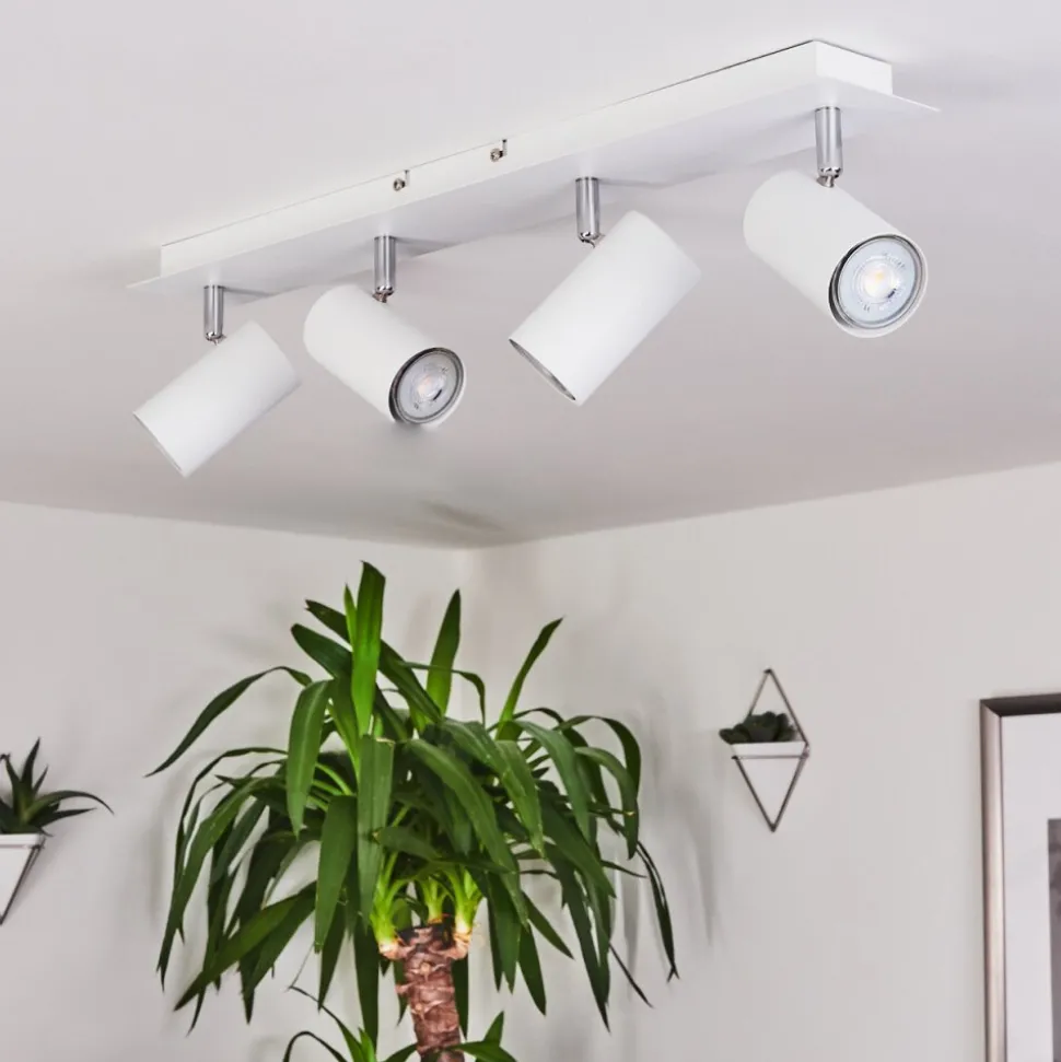 Plafonnier Javel Chrome, Blanc, 4 Lumieres