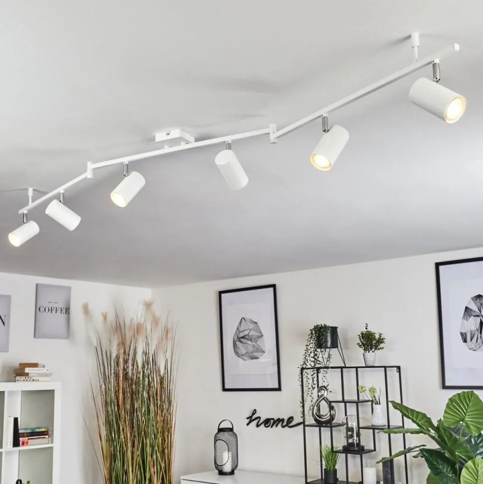 Plafonnier Javel Chrome, Blanc, 6 Lumieres