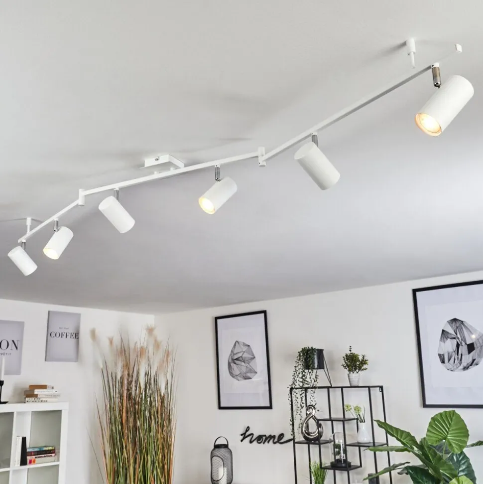 Plafonnier Javel Chrome, Blanc, 6 Lumieres
