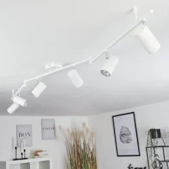 Plafonnier Javel Chrome, Blanc, 6 Lumieres