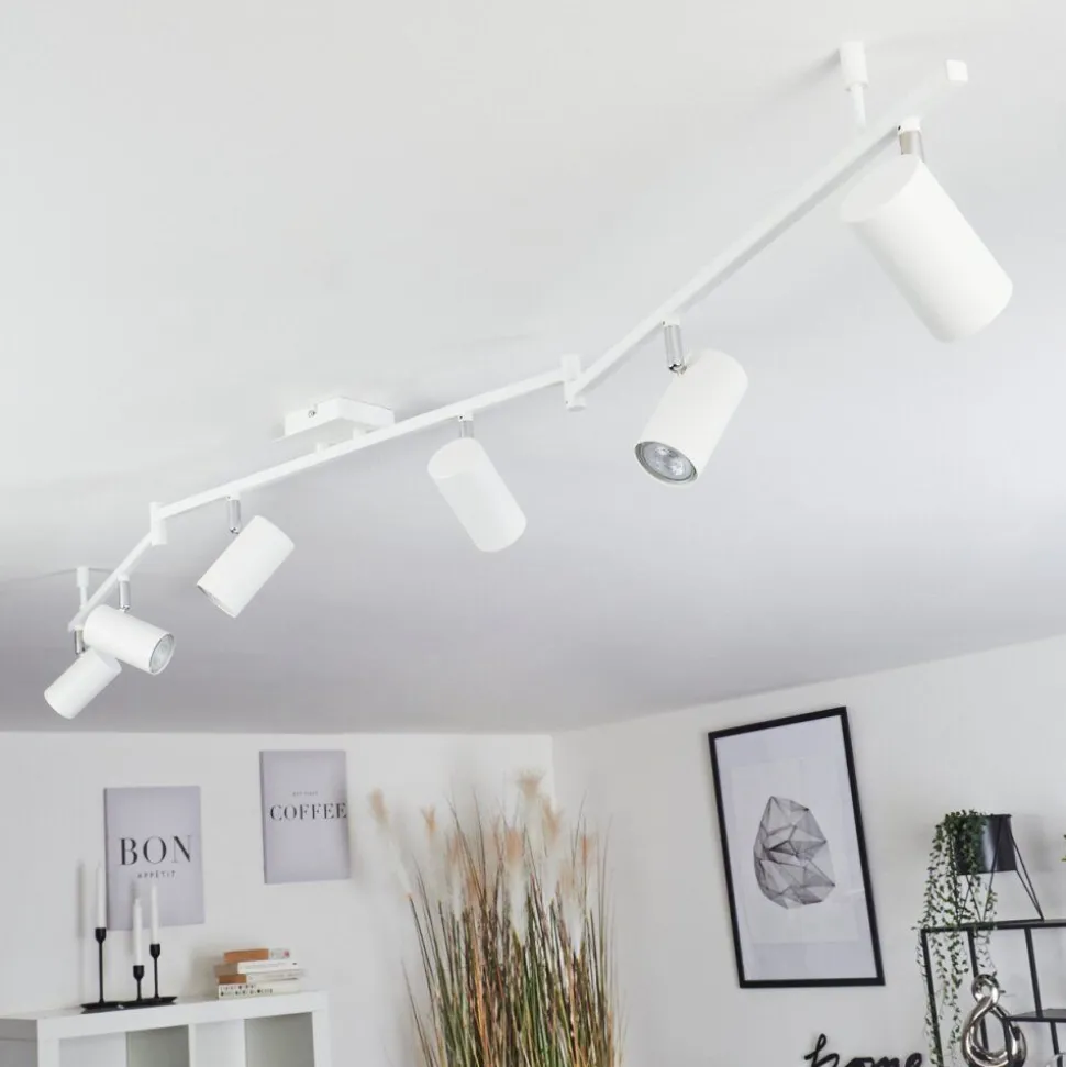 Plafonnier Javel Chrome, Blanc, 6 Lumieres