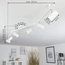 Plafonnier Javel Chrome, Blanc, 6 Lumieres