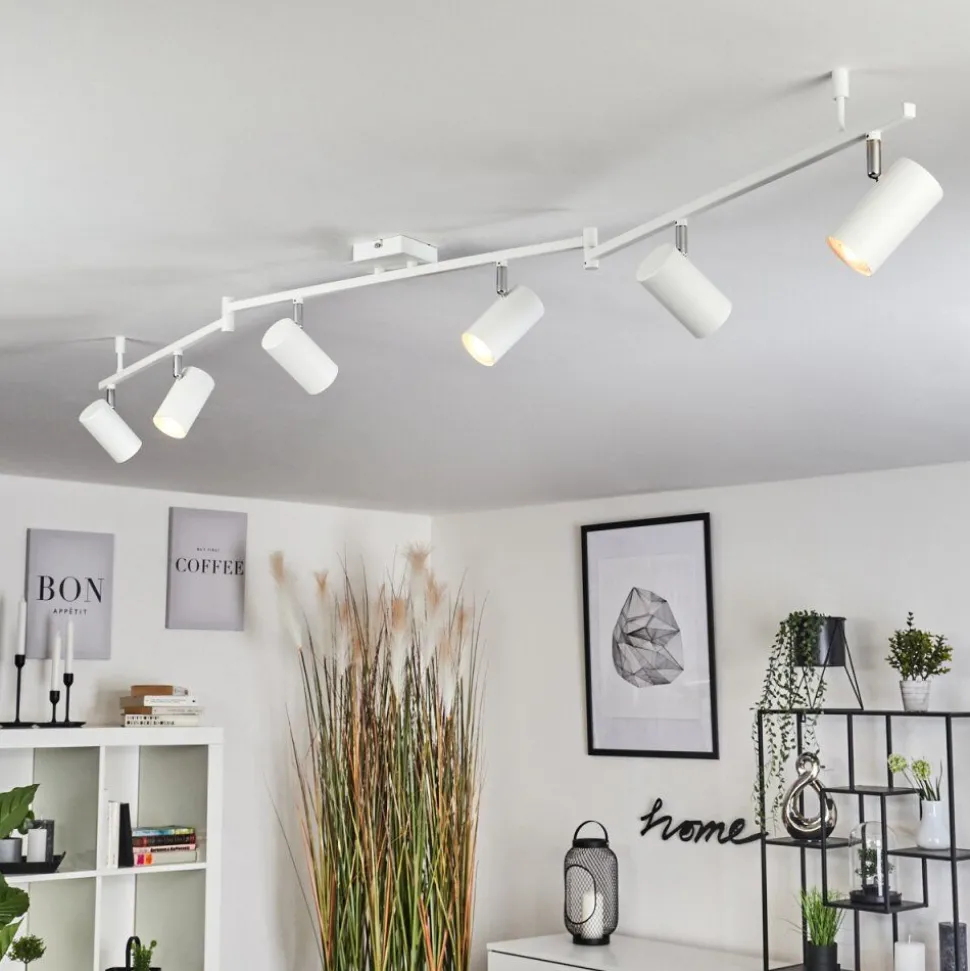 Plafonnier Javel Chrome, Blanc, 6 Lumieres