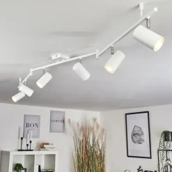 Plafonnier Javel Chrome, Blanc, 6 Lumieres