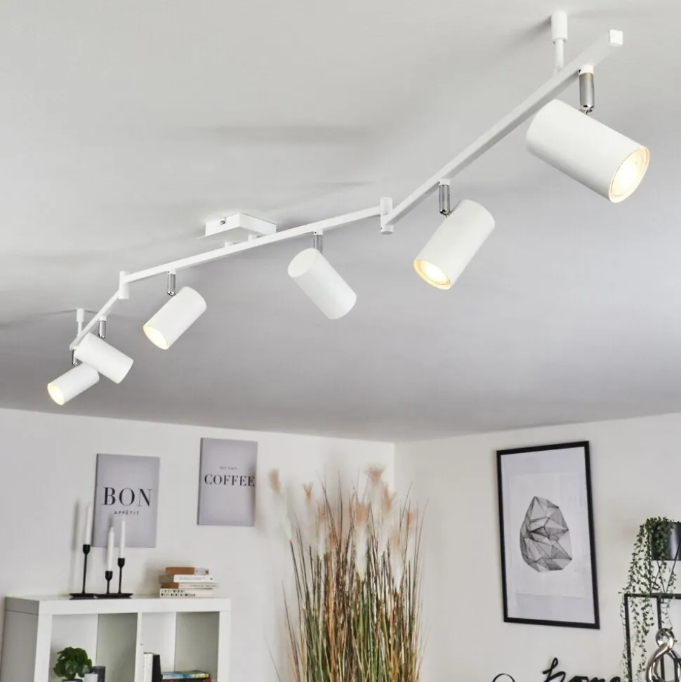 Plafonnier Javel Chrome, Blanc, 6 Lumieres