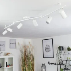 Plafonnier Javel Chrome, Blanc, 6 Lumieres