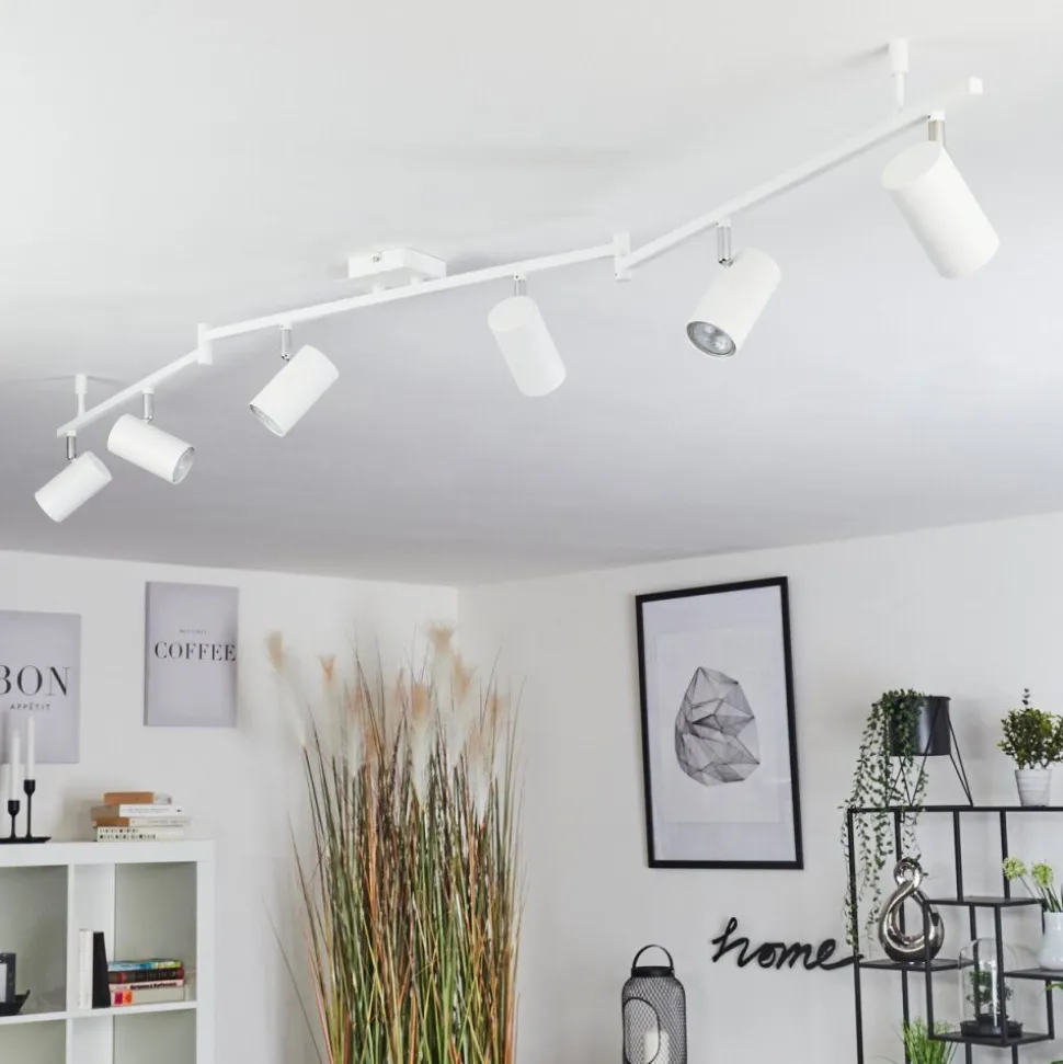 Plafonnier Javel Chrome, Blanc, 6 Lumieres