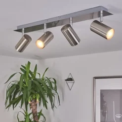 Plafonnier Javel Chrome, Nickel Mat, 4 Lumieres