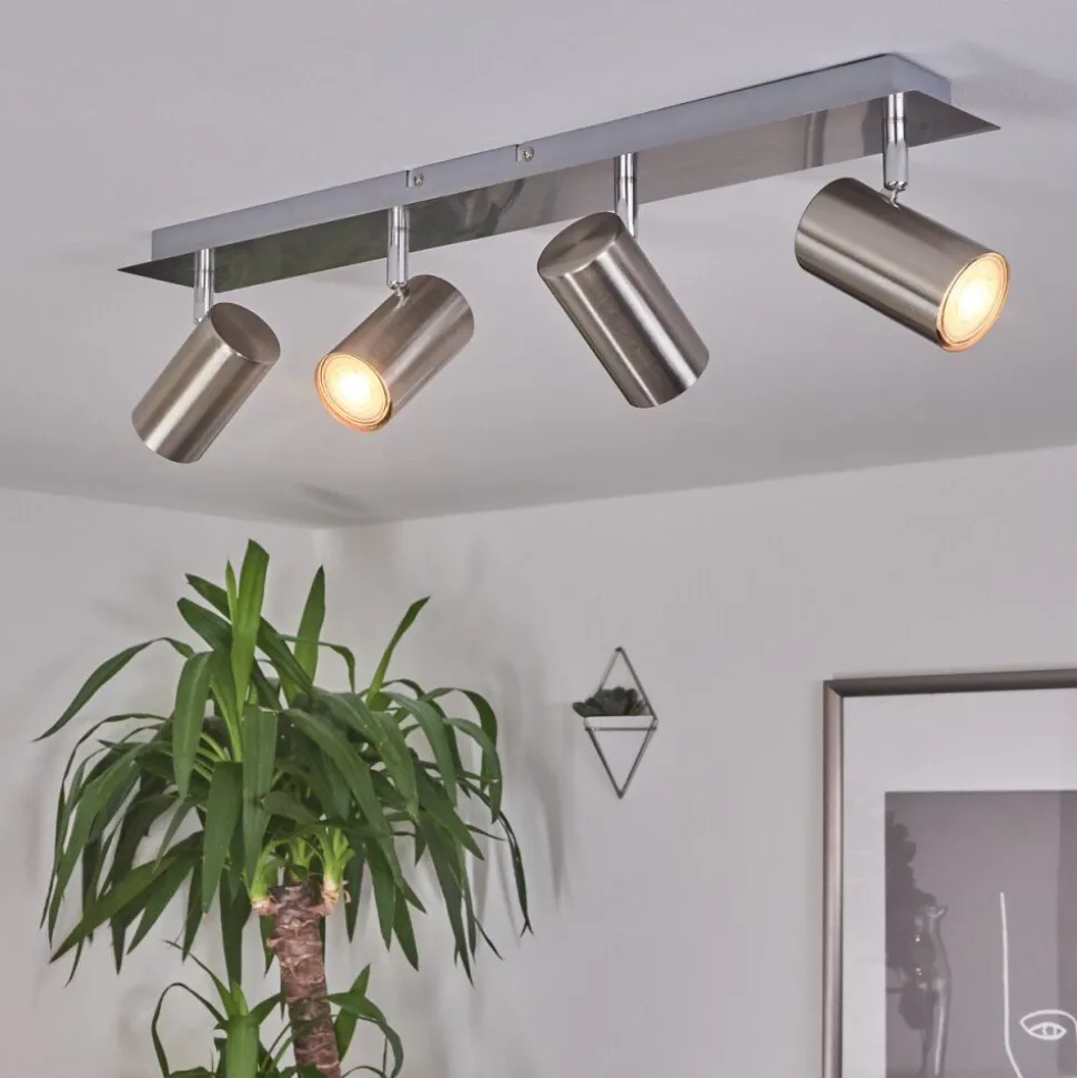 Plafonnier Javel Chrome, Nickel Mat, 4 Lumieres