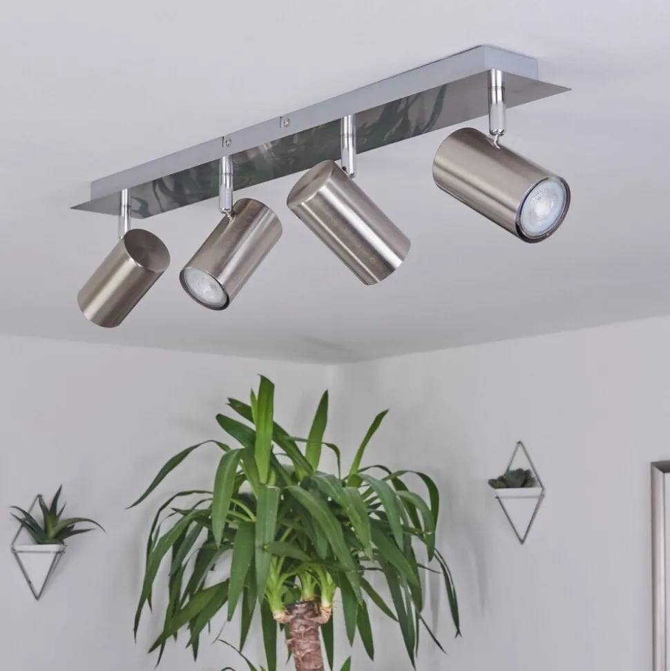 Plafonnier Javel Chrome, Nickel Mat, 4 Lumieres