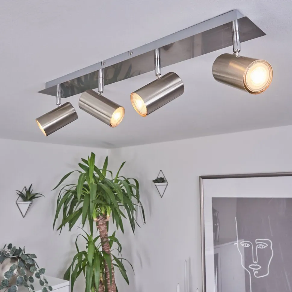 Plafonnier Javel Chrome, Nickel Mat, 4 Lumieres
