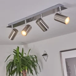 Plafonnier Javel Chrome, Nickel Mat, 4 Lumieres