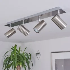 Plafonnier Javel Chrome, Nickel Mat, 4 Lumieres