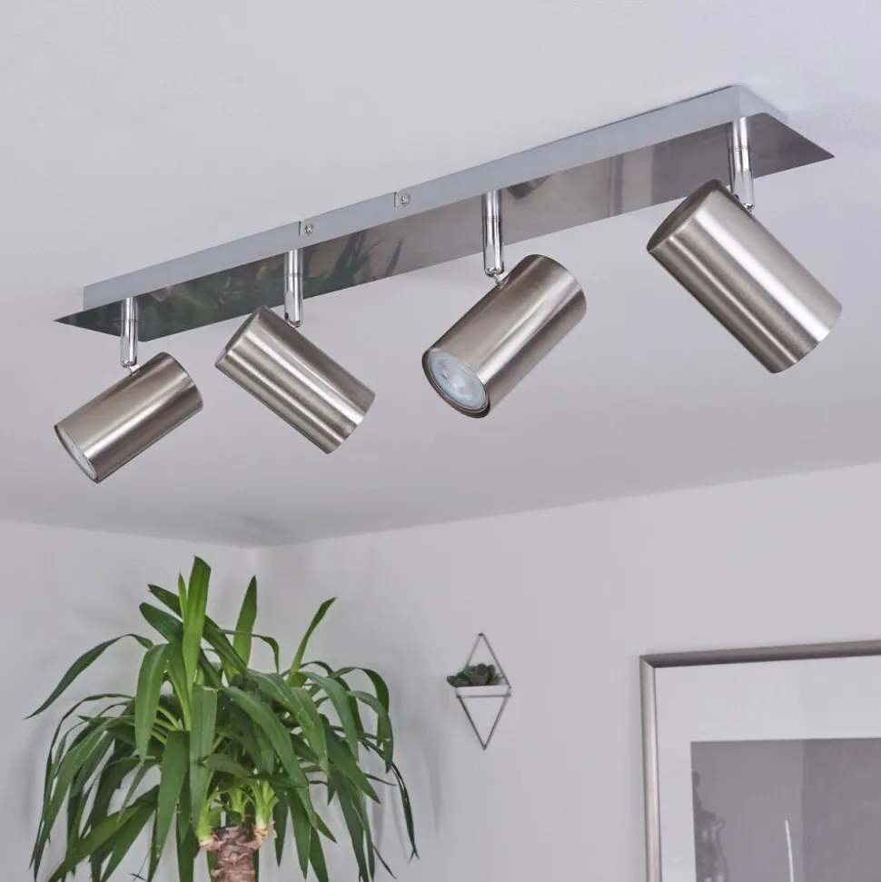 Plafonnier Javel Chrome, Nickel Mat, 4 Lumieres