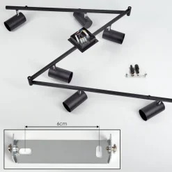 Plafonnier Javel Chrome, Noir, 6 Lumieres