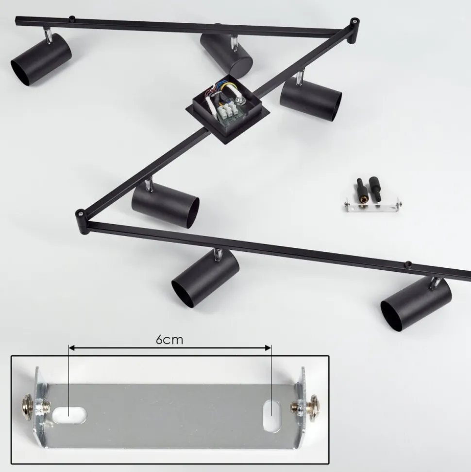 Plafonnier Javel Chrome, Noir, 6 Lumieres