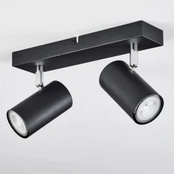 Plafonnier Javel Chrome, Noir, 2 Lumieres