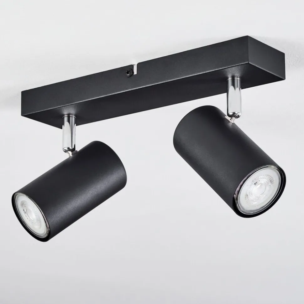 Plafonnier Javel Chrome, Noir, 2 Lumieres