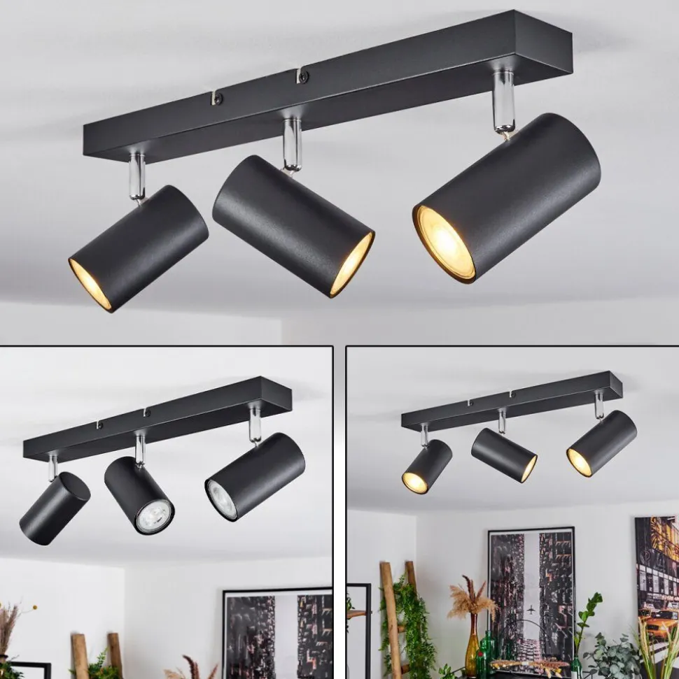 Plafonnier Javel Chrome, Noir, 3 Lumieres