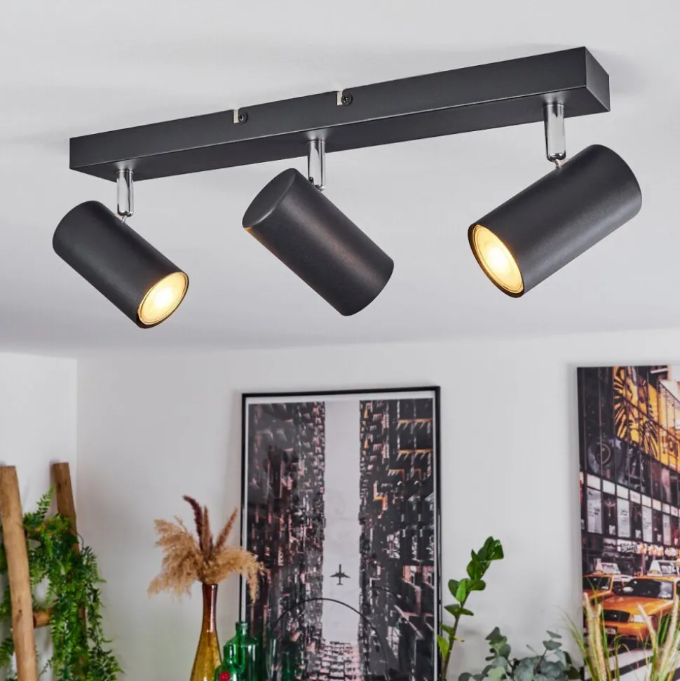 Plafonnier Javel Chrome, Noir, 3 Lumieres
