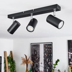 Plafonnier Javel Chrome, Noir, 3 Lumieres
