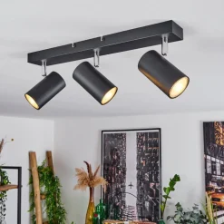 Plafonnier Javel Chrome, Noir, 3 Lumieres