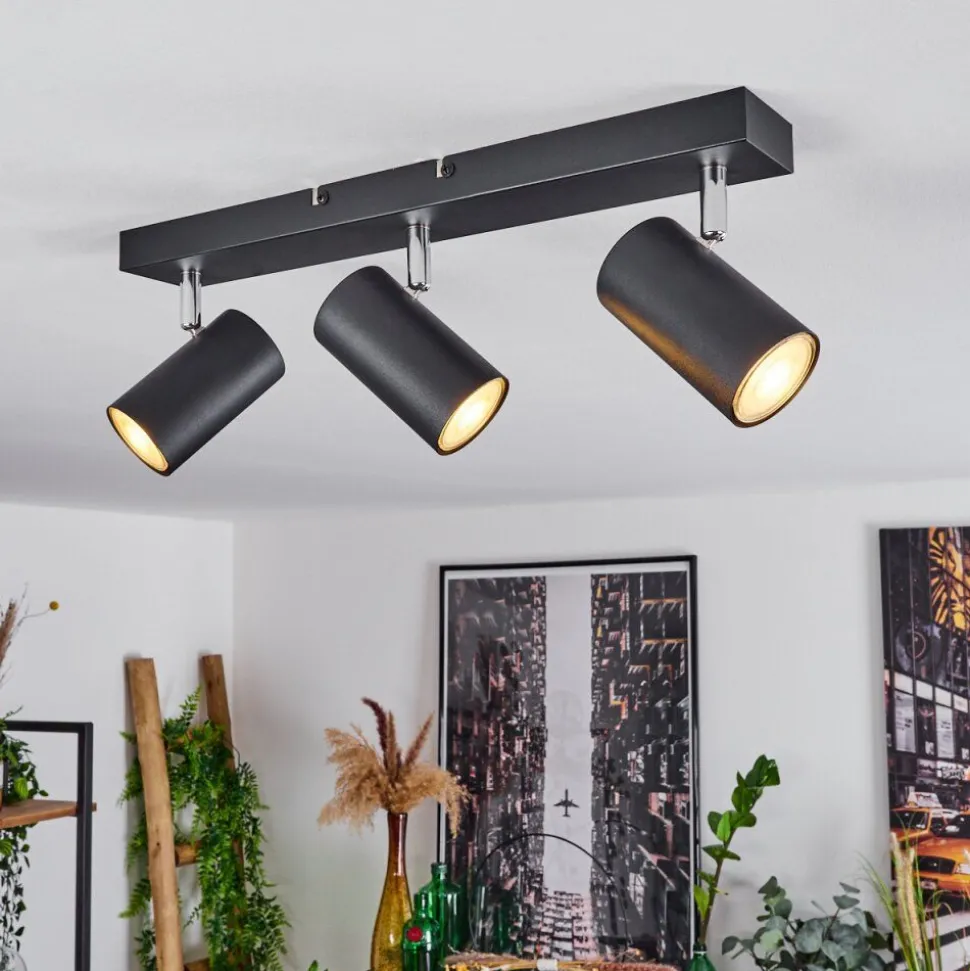 Plafonnier Javel Chrome, Noir, 3 Lumieres