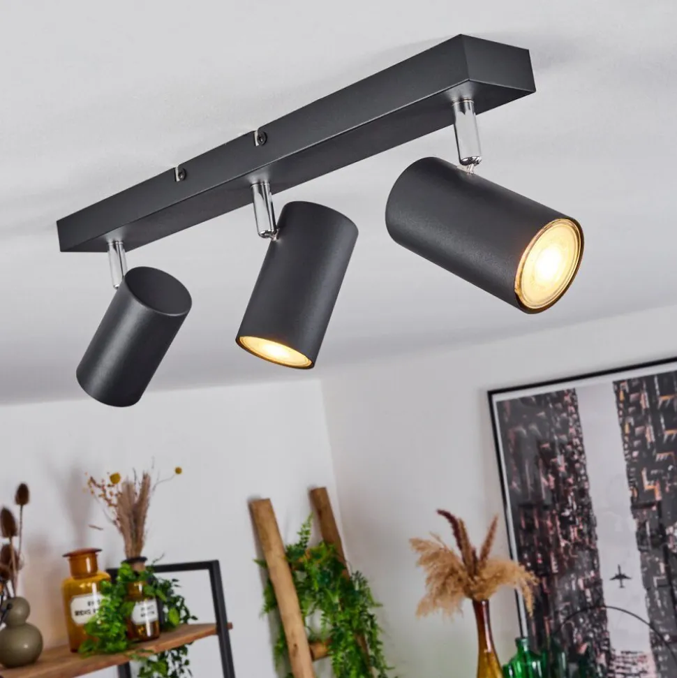 Plafonnier Javel Chrome, Noir, 3 Lumieres