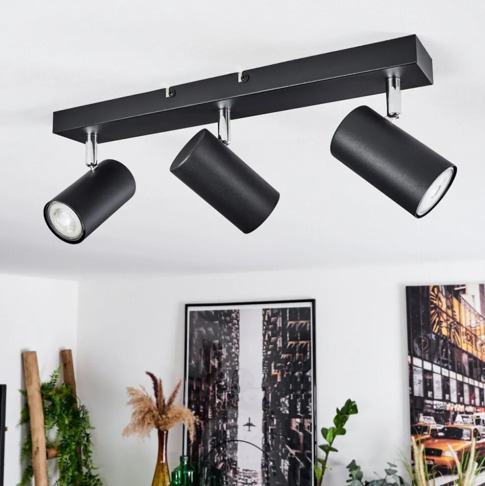 Plafonnier Javel Chrome, Noir, 3 Lumieres