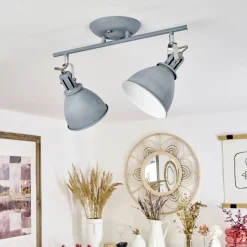 Plafonnier Koppom Bleu, Gris, 2 Lumieres