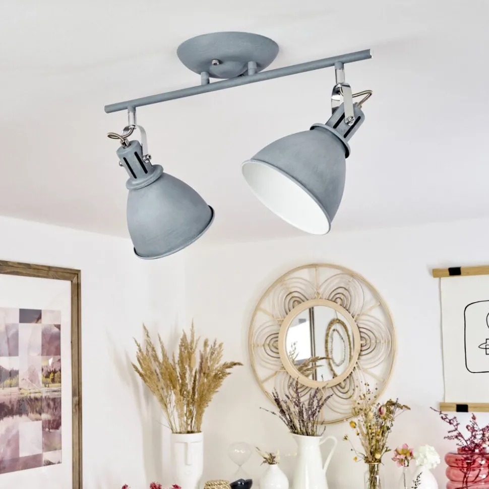 Plafonnier Koppom Bleu, Gris, 2 Lumieres