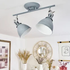 Plafonnier Koppom Bleu, Gris, 2 Lumieres