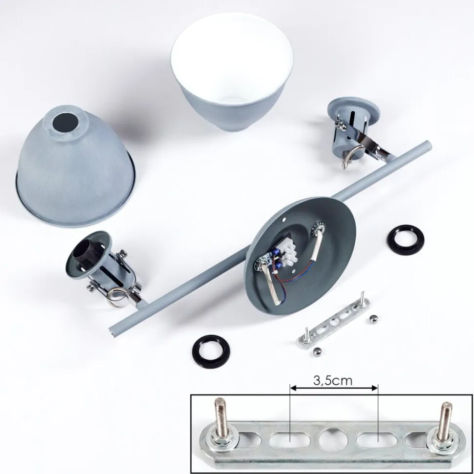 Plafonnier Koppom Bleu, Gris, 2 Lumieres