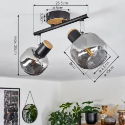 Plafonnier Lexington Noir, 2 Lumieres