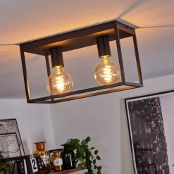 Plafonnier Malao Noir, 2 Lumieres